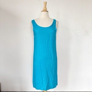 Vintage Solid Bright Blue Sleeveless Shift Dress